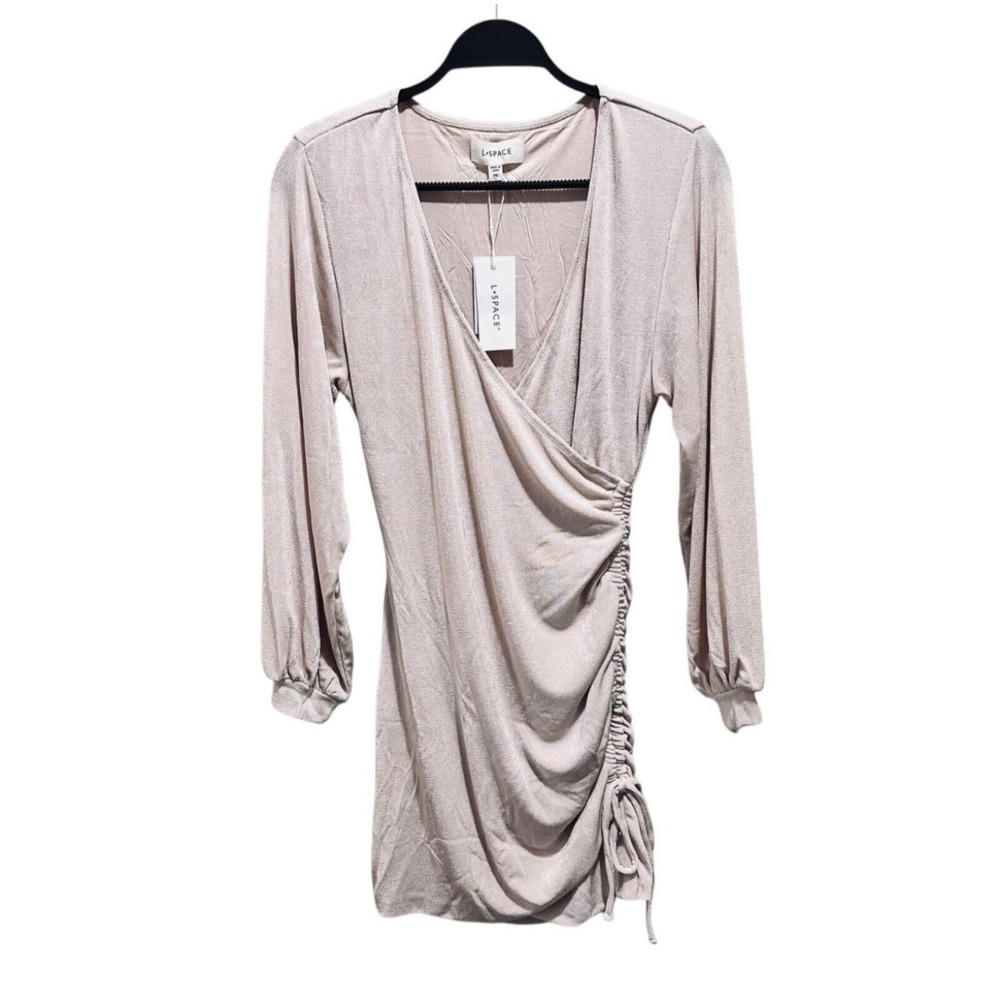 L*Space Women's Size M Melissa Mini Dress in Seashell Blush Ruched Detail NWT